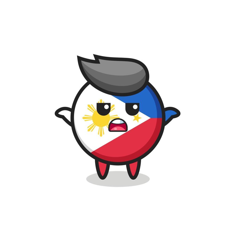 philippines flag badge mascot character saying I do not know vector