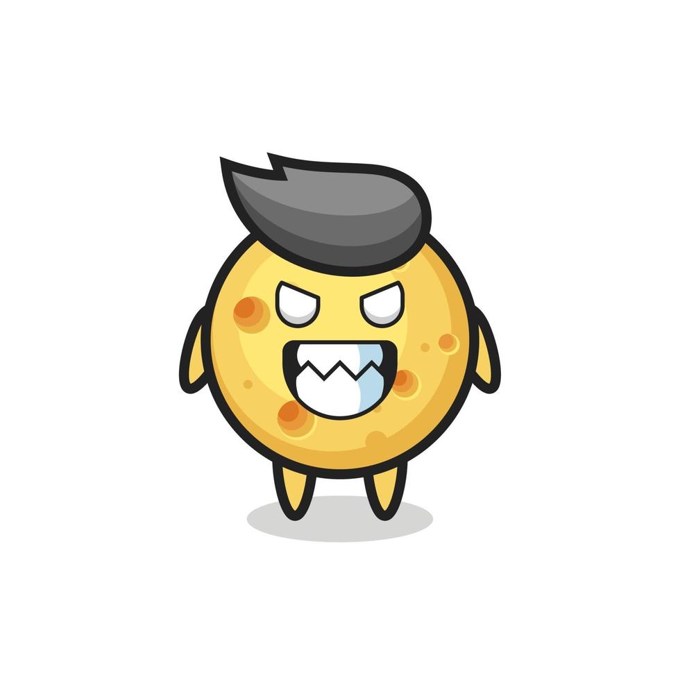 evil expression of the round cheese cute mascot character vector