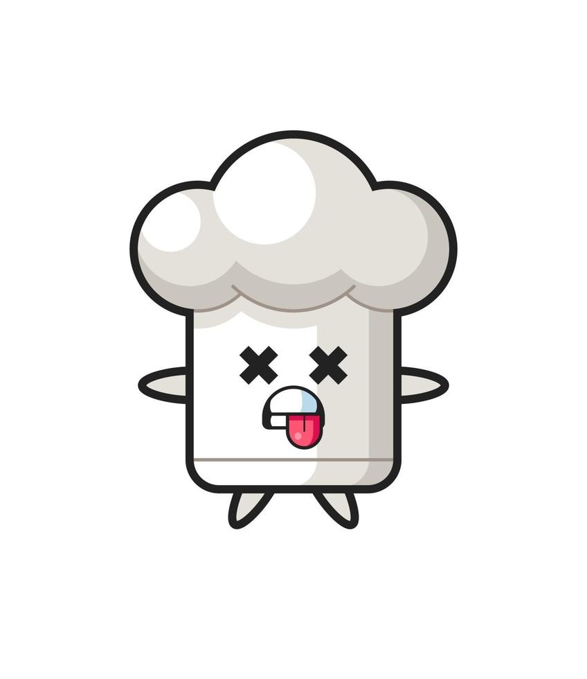 character of the cute chef hat with dead pose vector