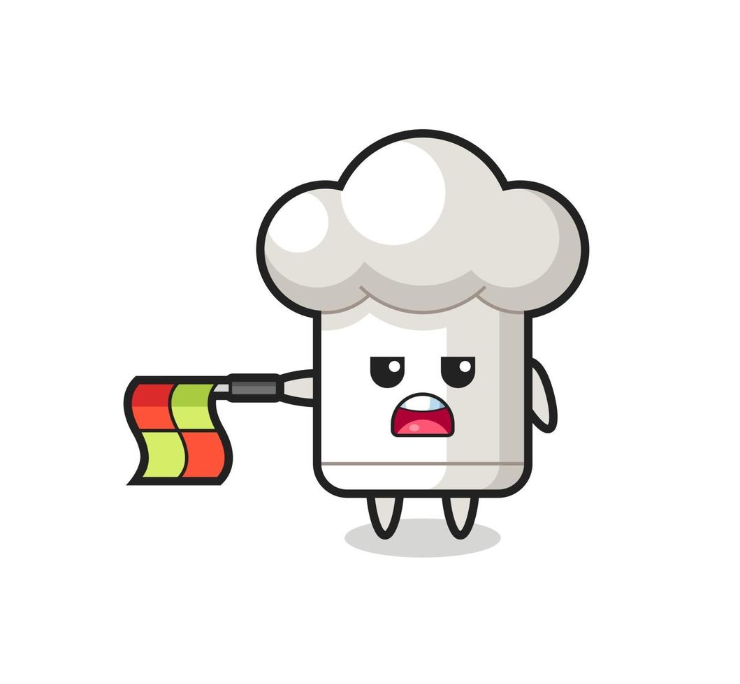 chef hat character as line judge hold the flag straight horizontally vector