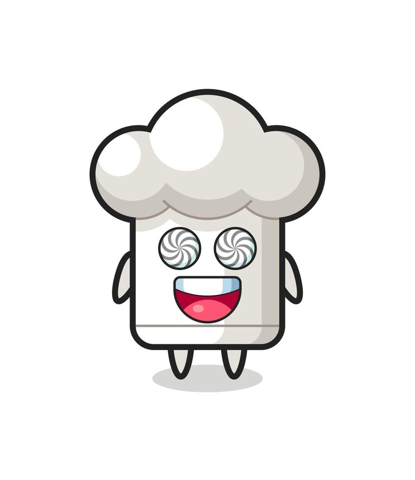 cute chef hat character with hypnotized eyes vector