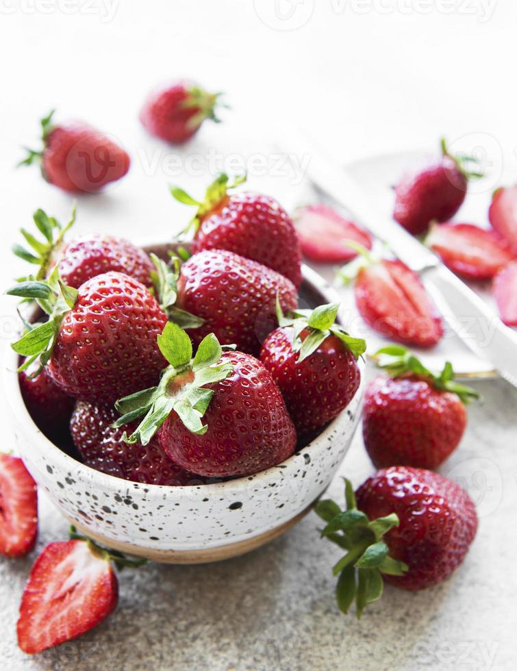 Fresh ripe delicious strawberries photo