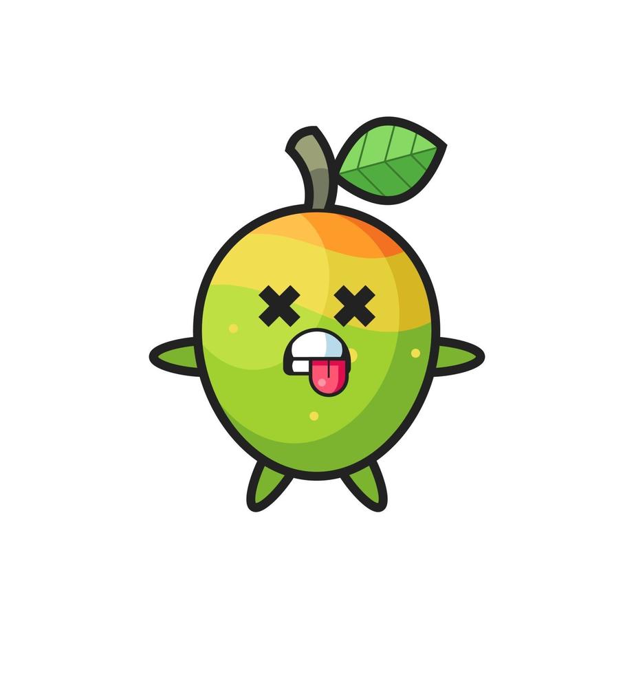character of the cute mango with dead pose vector