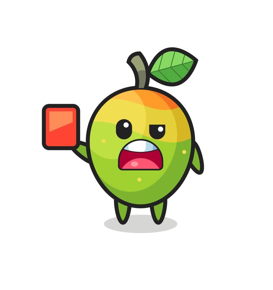 mango cute mascot as referee giving a red card vector