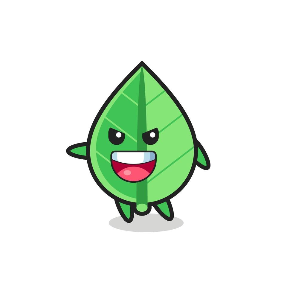leaf cartoon with very excited pose vector