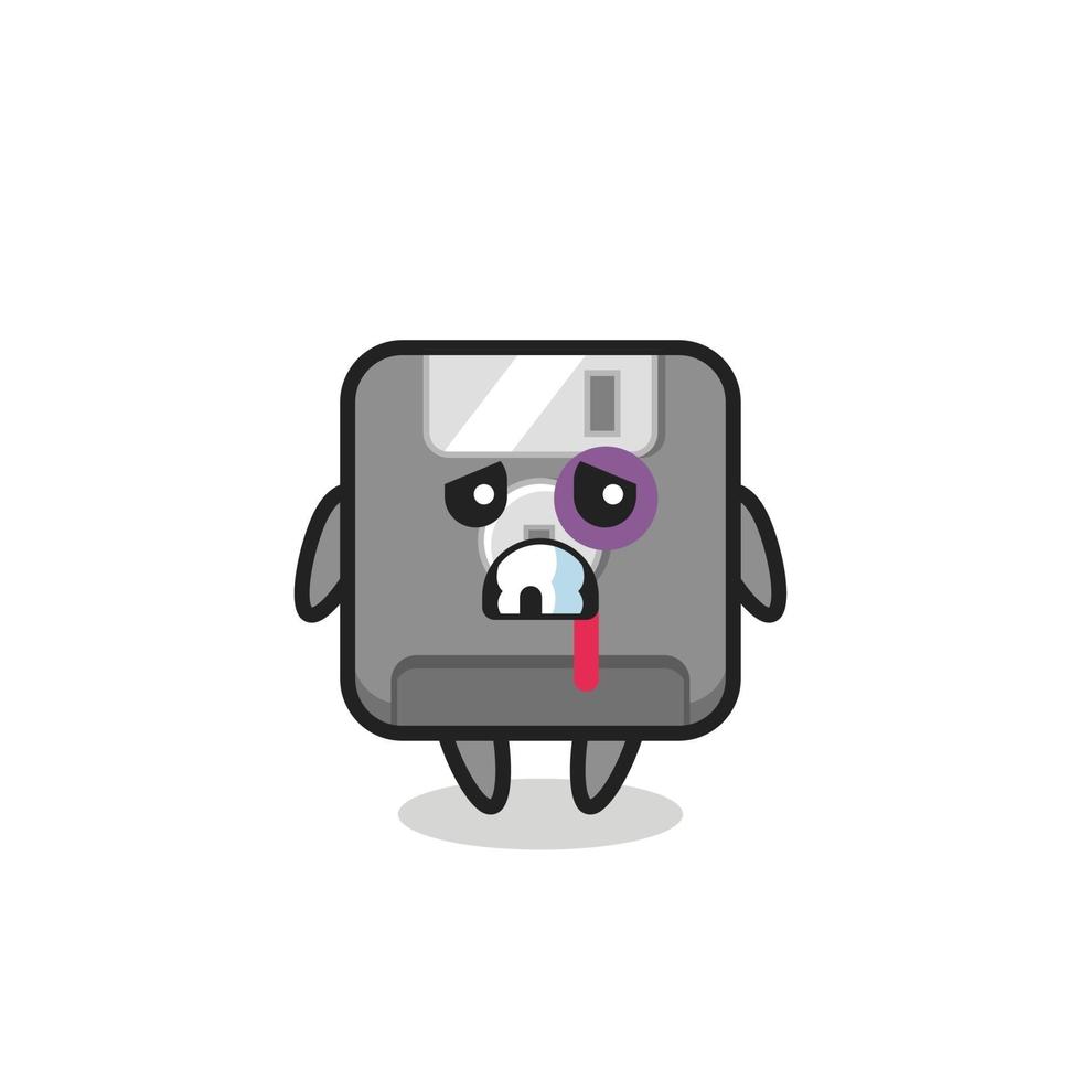 injured floppy disk character with a bruised face vector