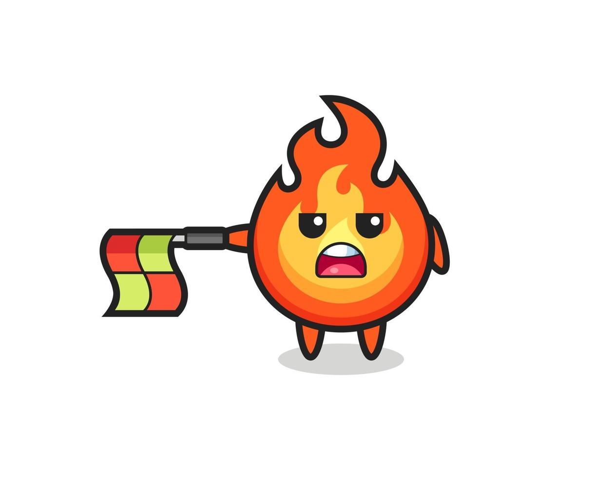 fire character as line judge hold the flag straight horizontally vector