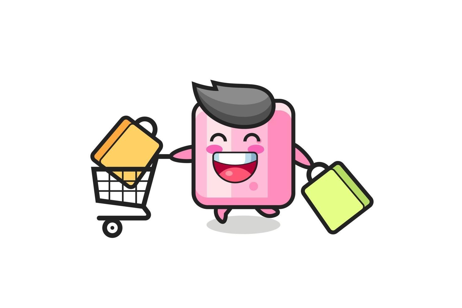 black Friday illustration with cute marshmallow mascot vector