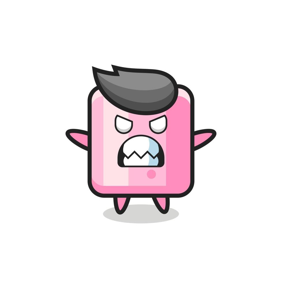 wrathful expression of the marshmallow mascot character vector