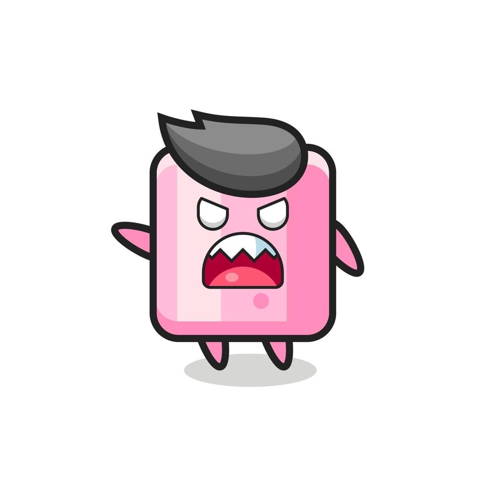 cute marshmallow cartoon in a very angry pose vector