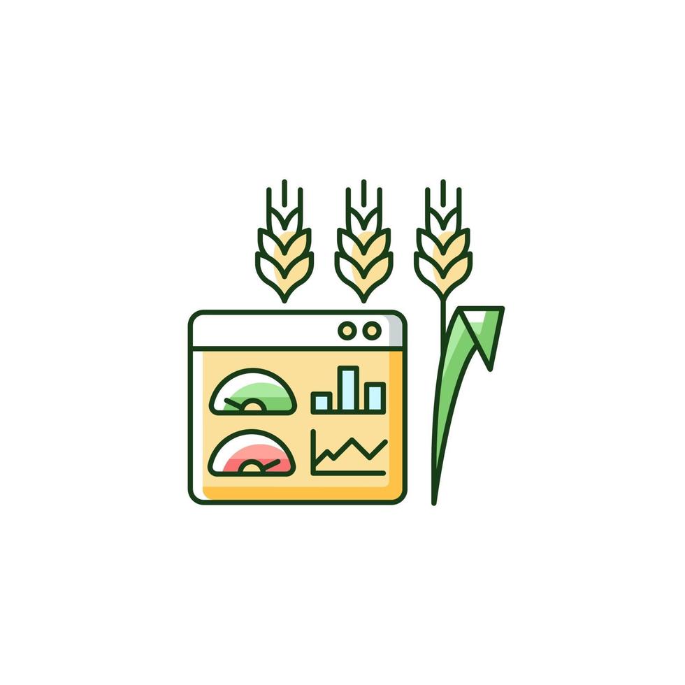 Crop and soil monitoring and management RGB color icon vector