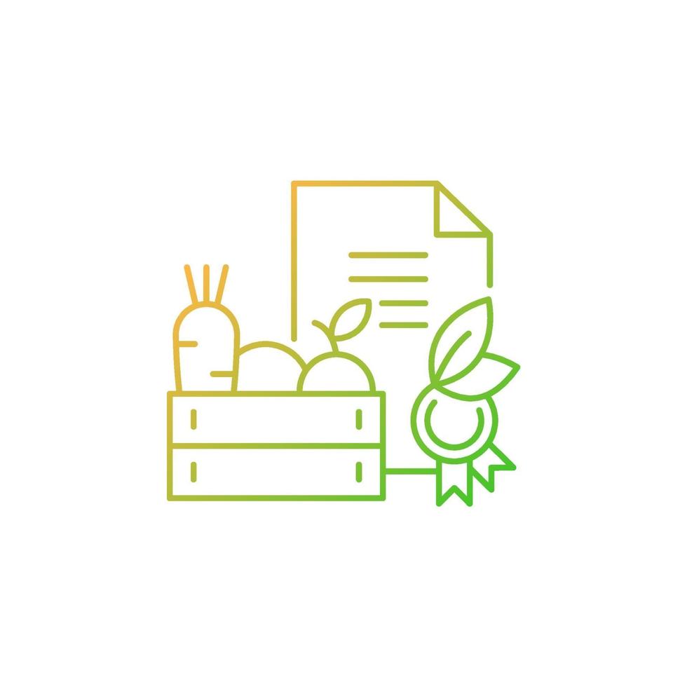 Organic certification gradient linear vector icon