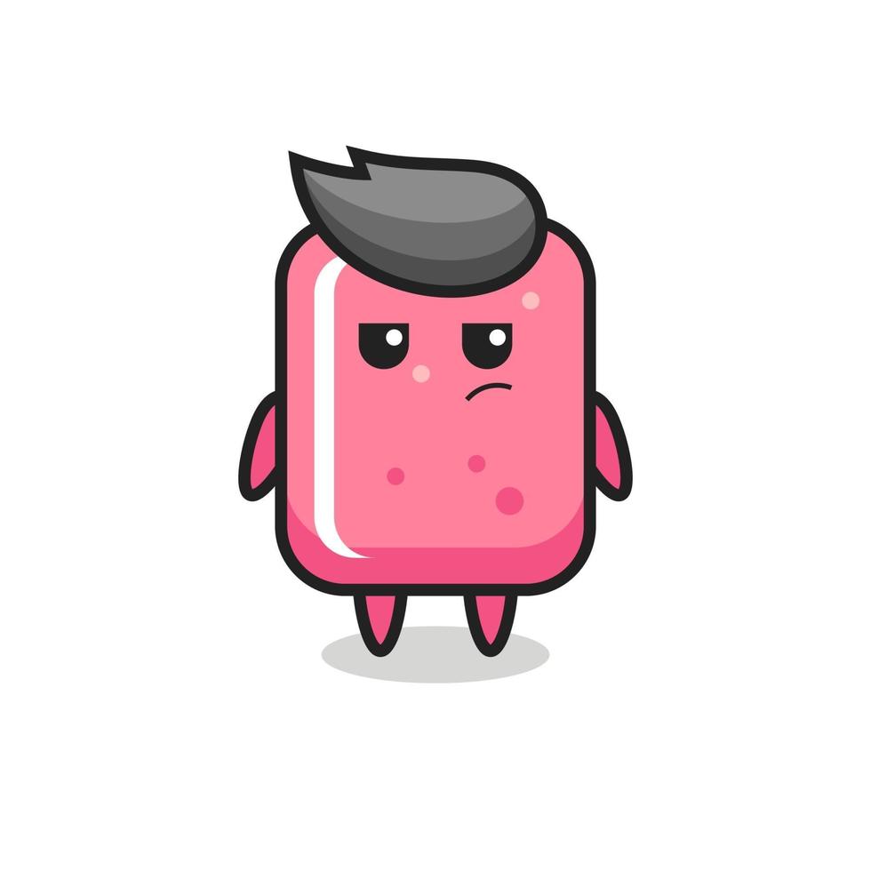 lindo personaje de chicle con expresión sospechosa vector