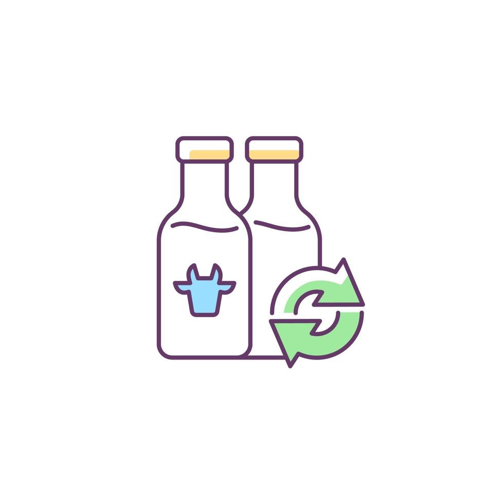 Refillable milk bottles RGB color icon vector