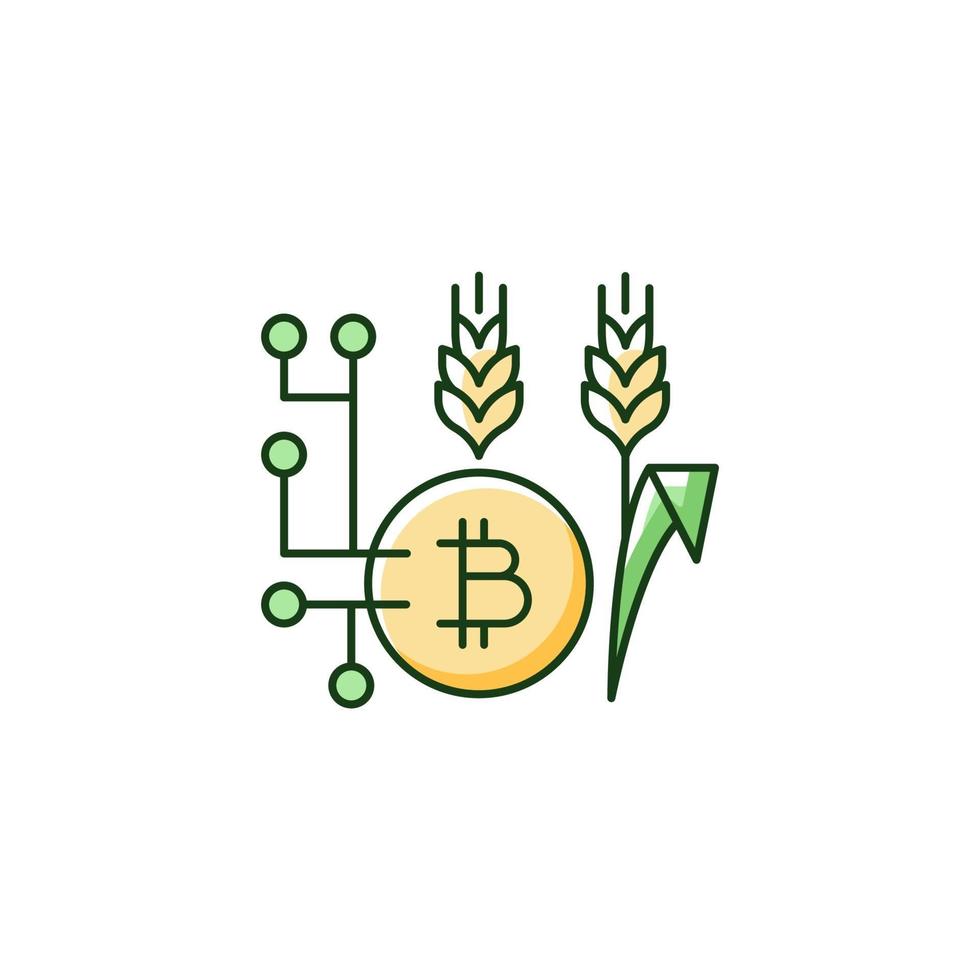 Blockchain technology in agriculture RGB color icon vector