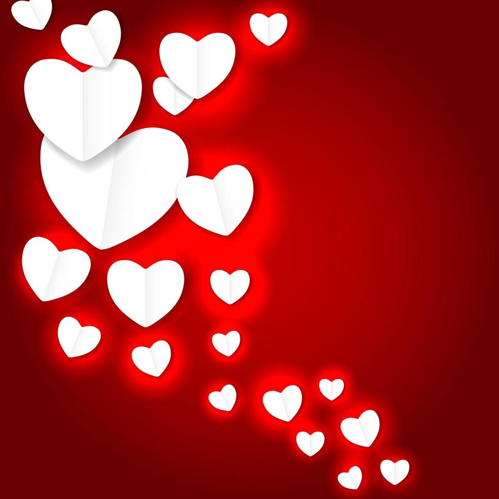 Valentines day paper heart background vector