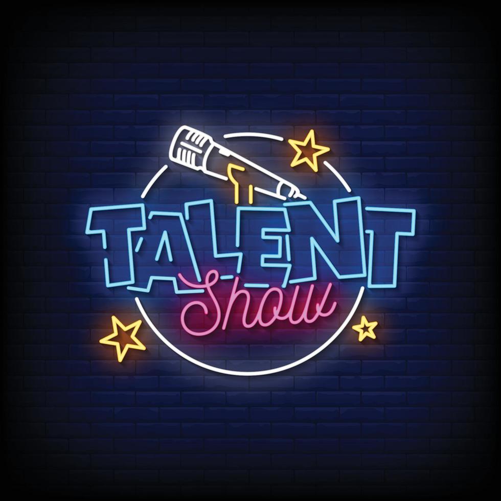 Talent Show Neon Signs Style Text Vector