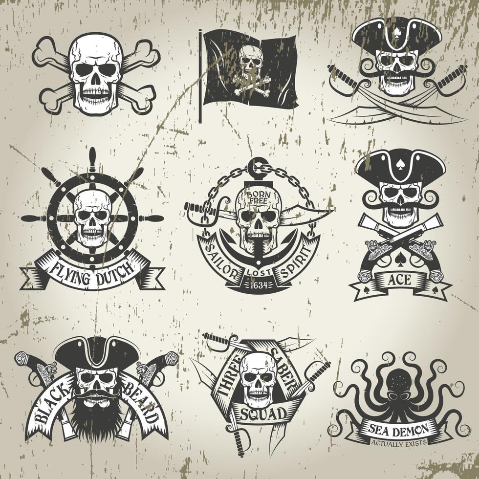 Pirate signs set. Jolly Roger vector