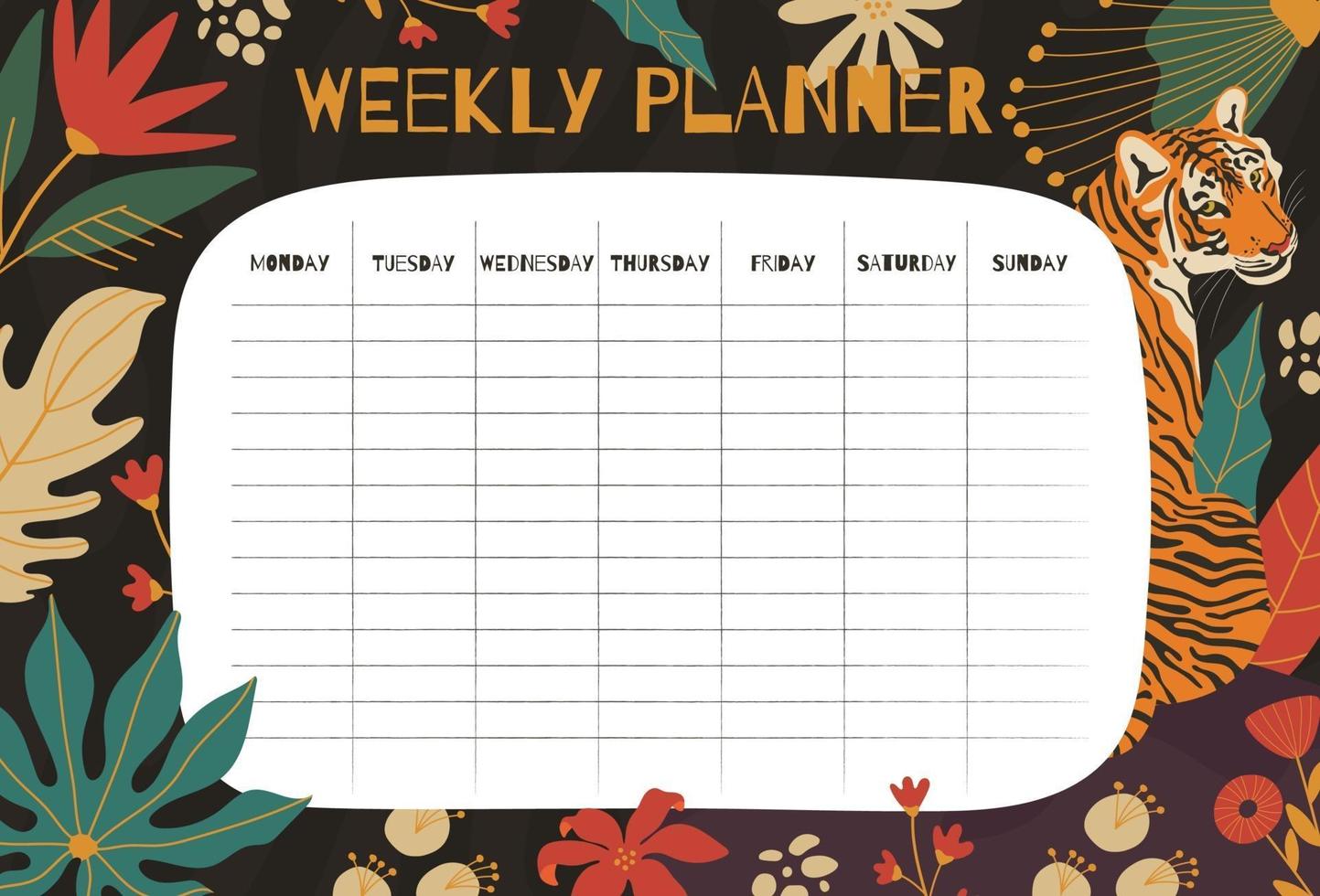 Printable weekly planner concept vector