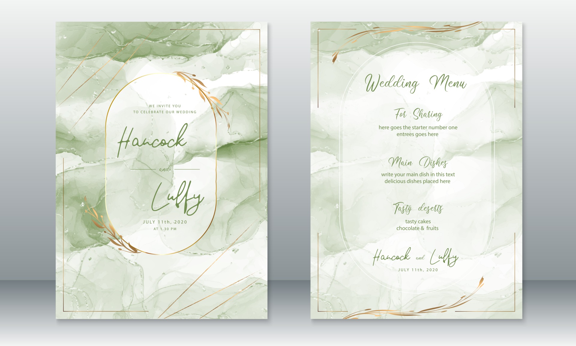 Green Wedding Card Vector Art, Icons, and Graphics for Free Download