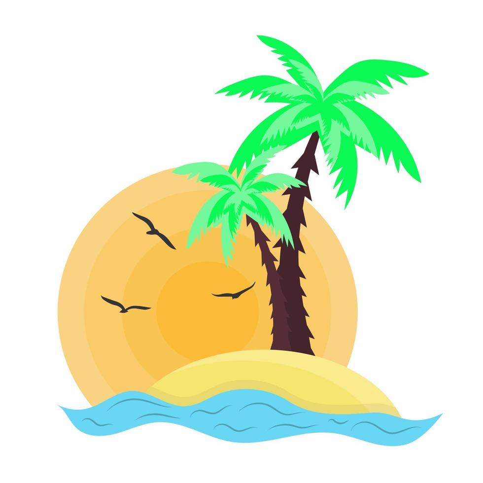 Tropical island icon. Stylized tropical seascape. vector