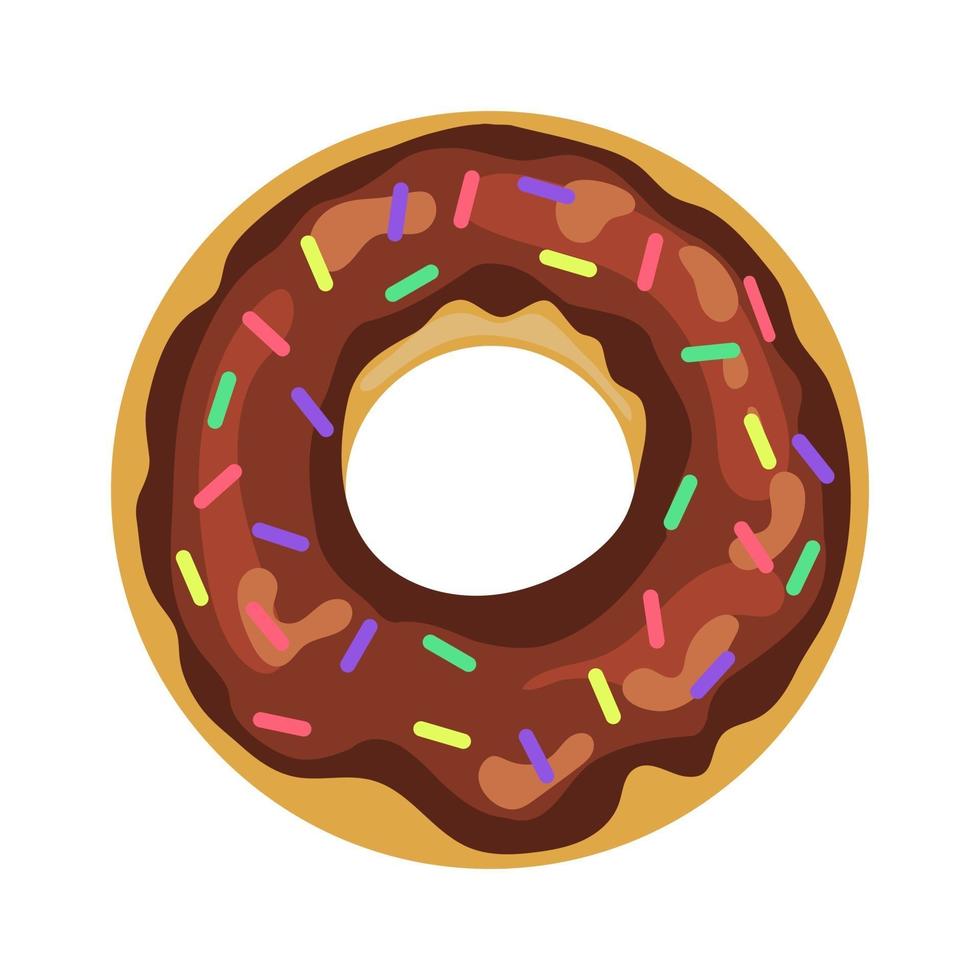 Colorful and glossy donut with sweet glaze and multicolored powder vector