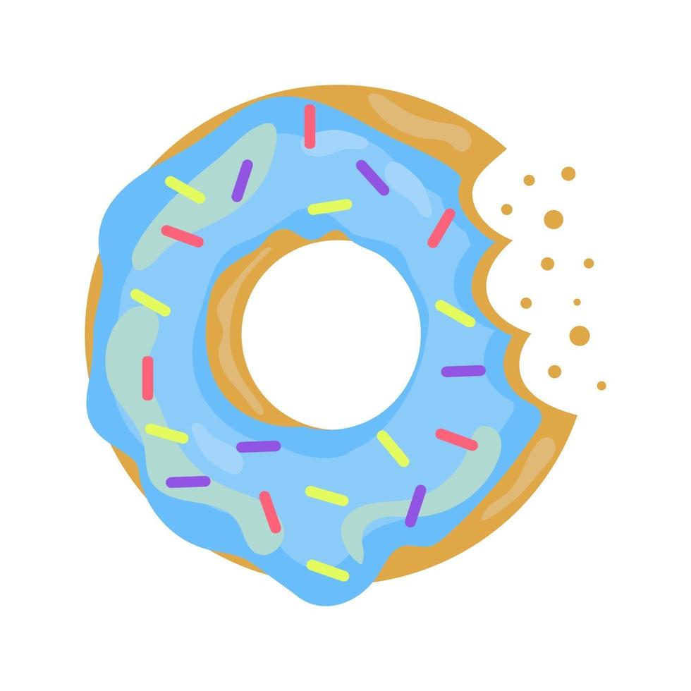 Donut colorido y brillante con glaseado dulce y polvo multicolor. vector