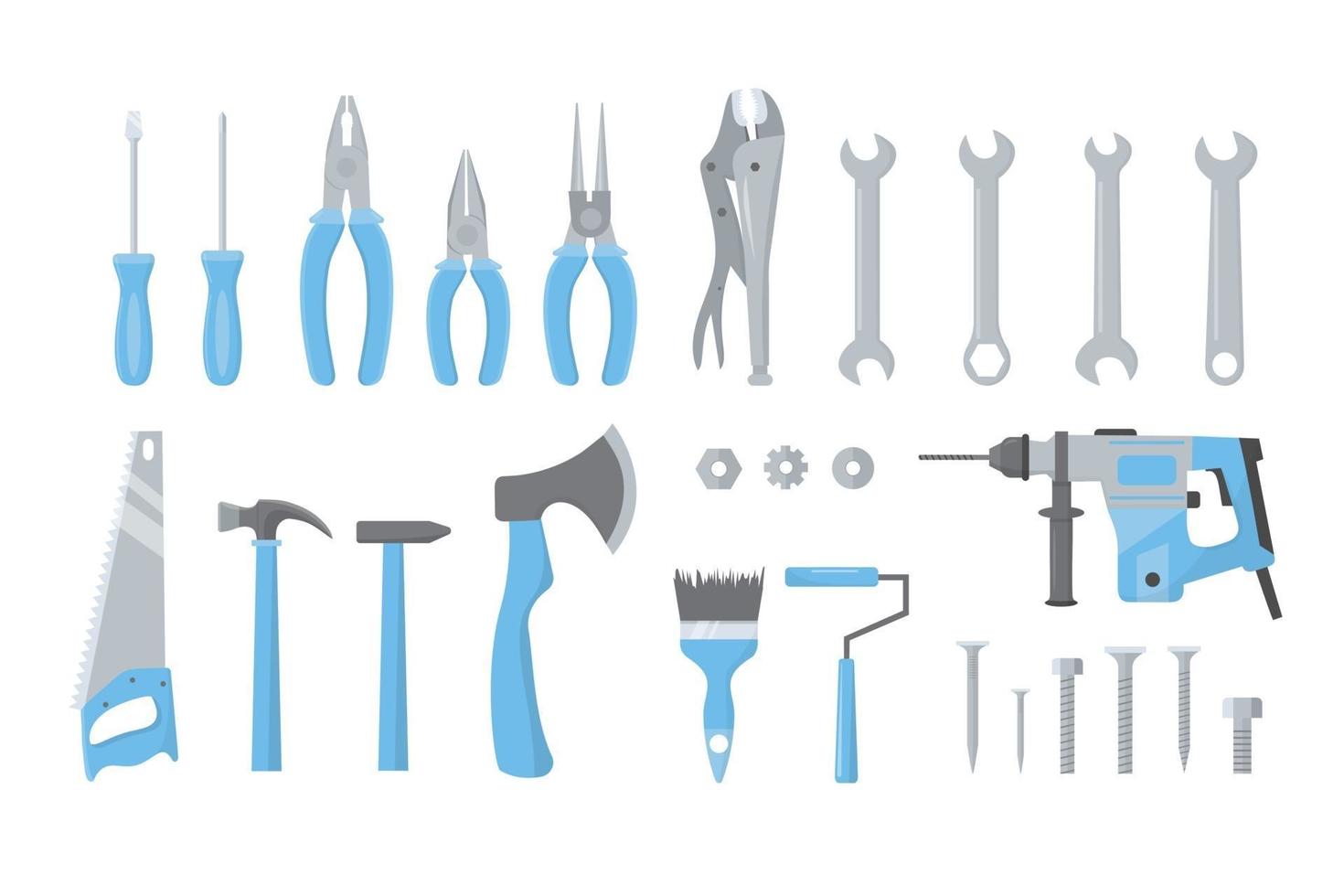 Construction tools. Building repair hand tools. vector