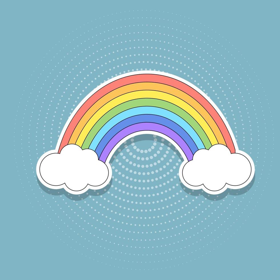 Color rainbow with clouds.  Summer symbol. vector