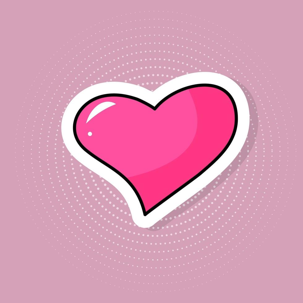 Sticker in the form of heart in trendy pop art style. vector