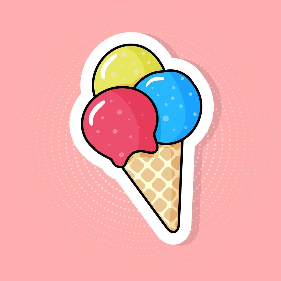 Ice cream sticker in pop art style vector