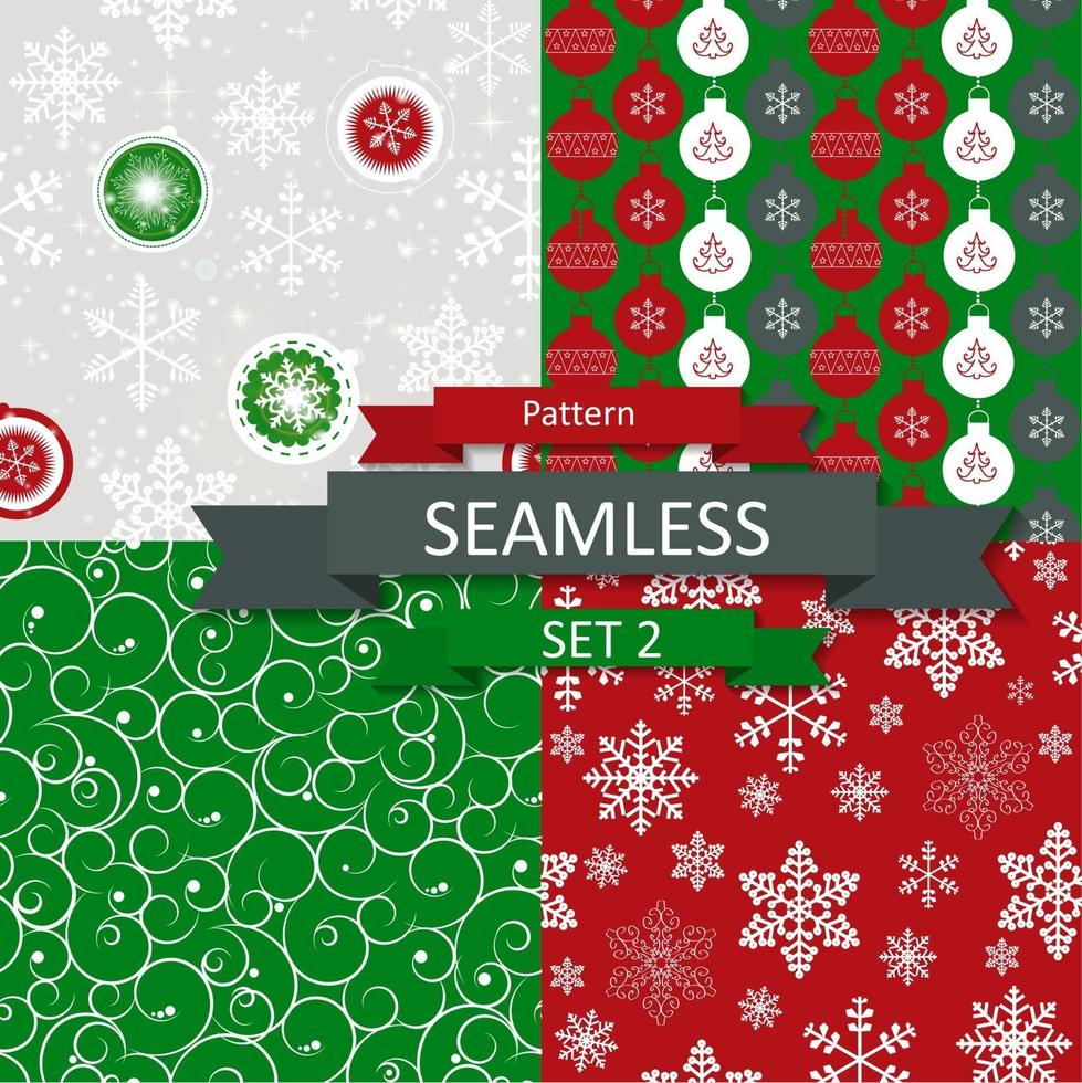 Abstract Beauty Christmas and New Year Seamlss Pattern Set vector