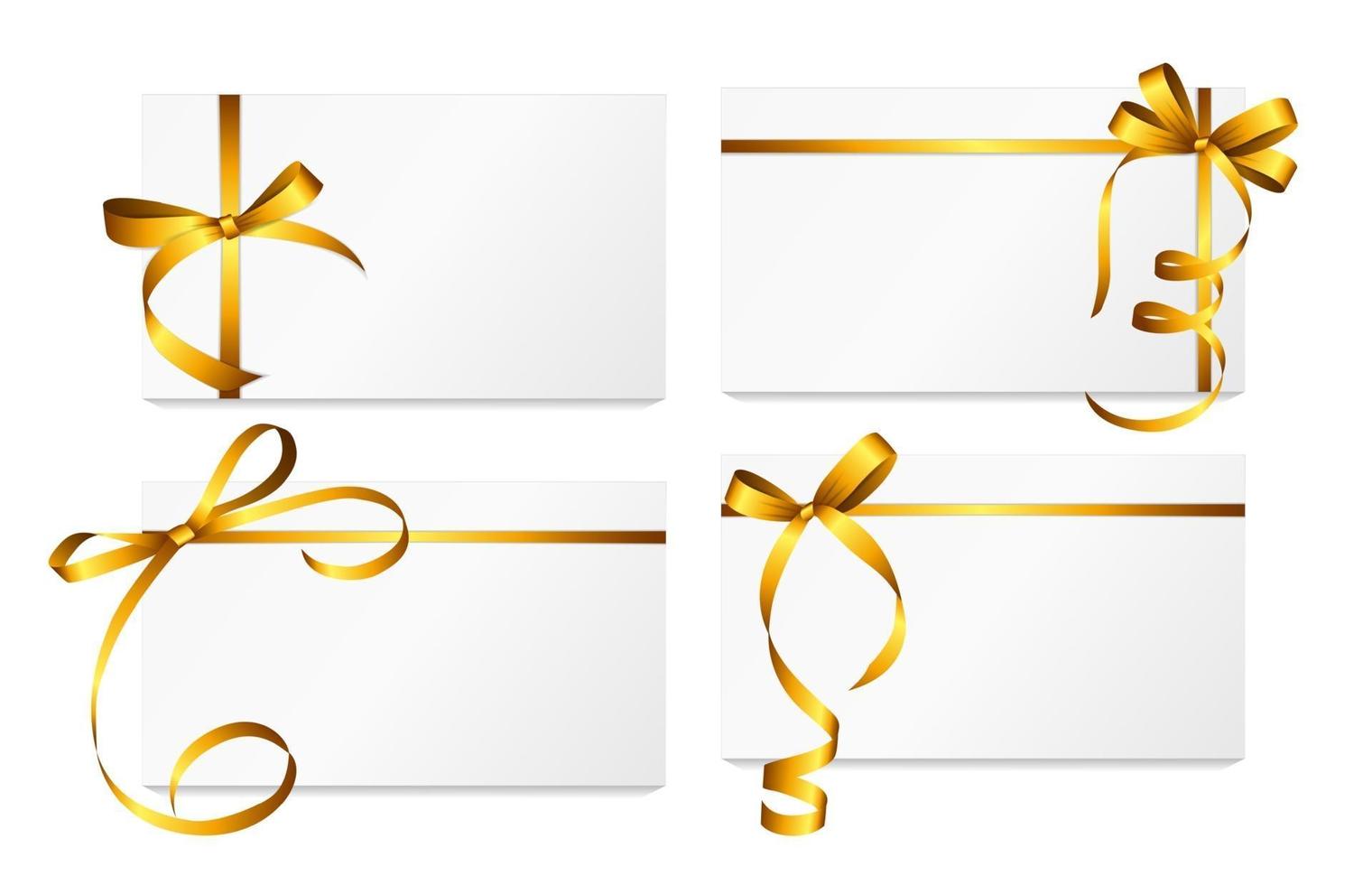 tarjeta de regalo con cinta dorada y lazo. ilustración vectorial vector