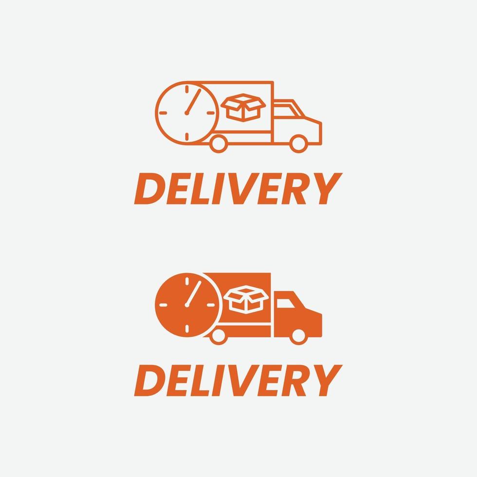 Delivery Truck with Clock Timer Logo Design Template vector