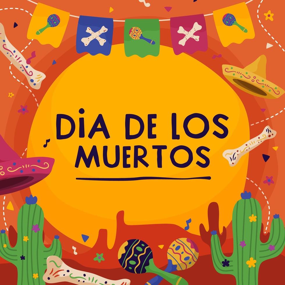 Dia De Los Muertos in Desert Background vector