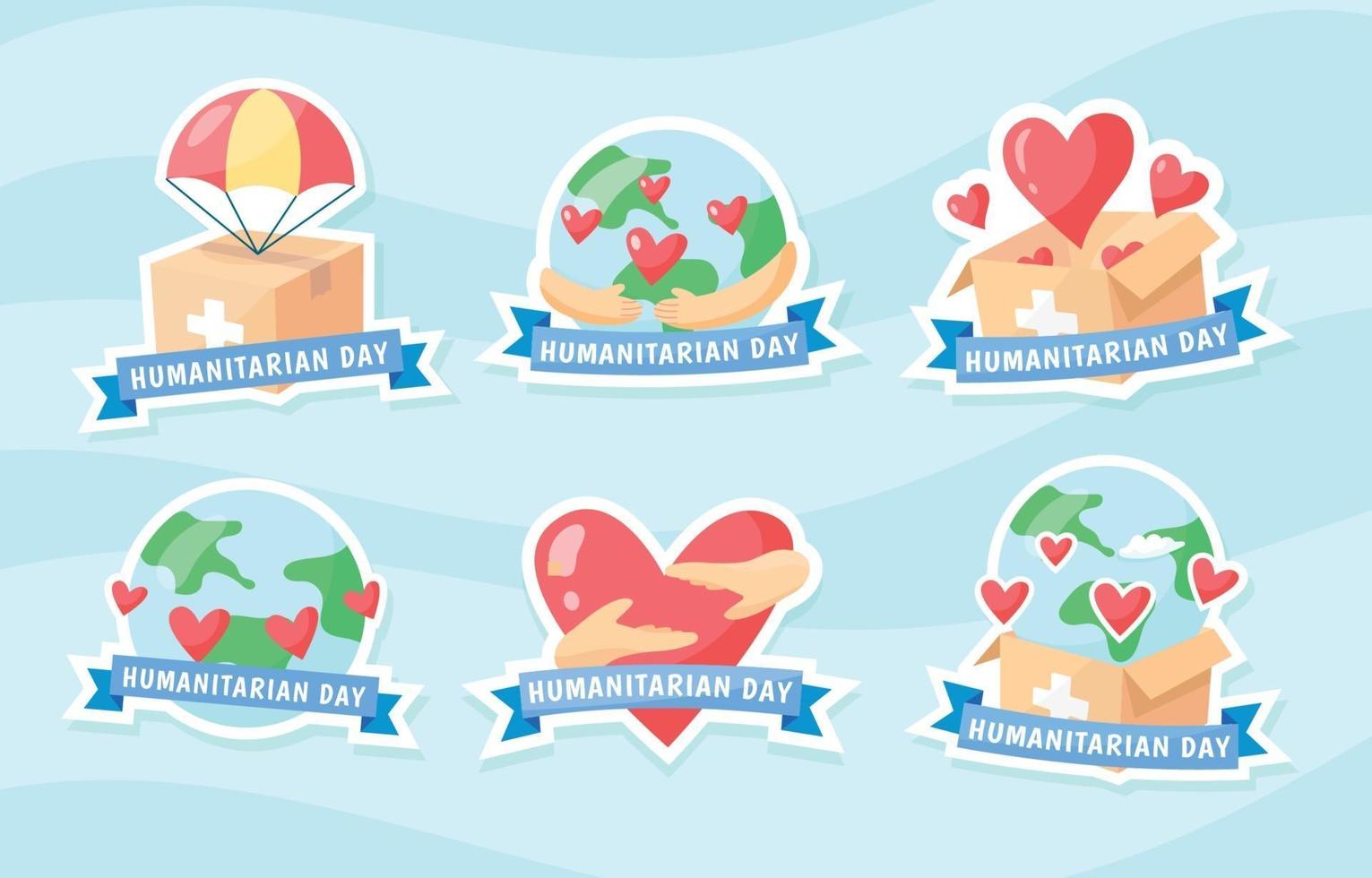 World Humanitarian Day Sticker Set vector