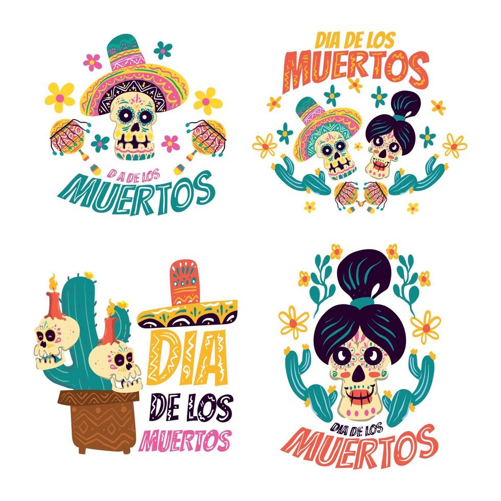 Dia De Los Muertos Sticker Concept vector