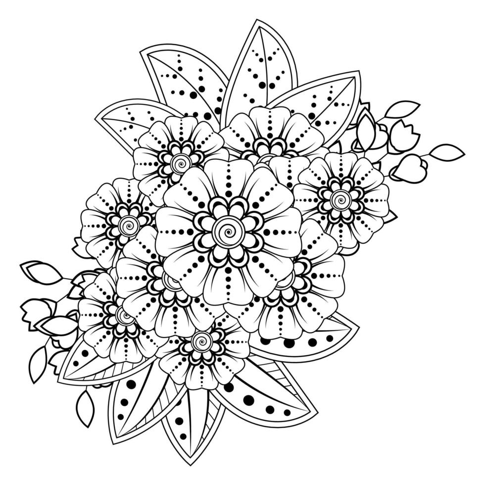 conjunto de flores mehndi para henna, mehndi, tatuaje. vector