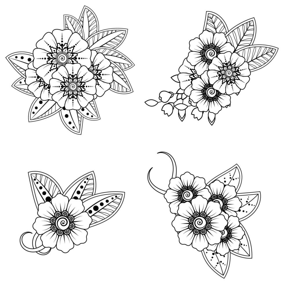 set of mehndi flower for henna mehndi tattoo 3398743 vector art at vecteezy