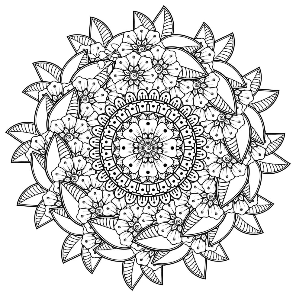 Circular pattern in the form of mandala with flower for henna, mehndi. vector