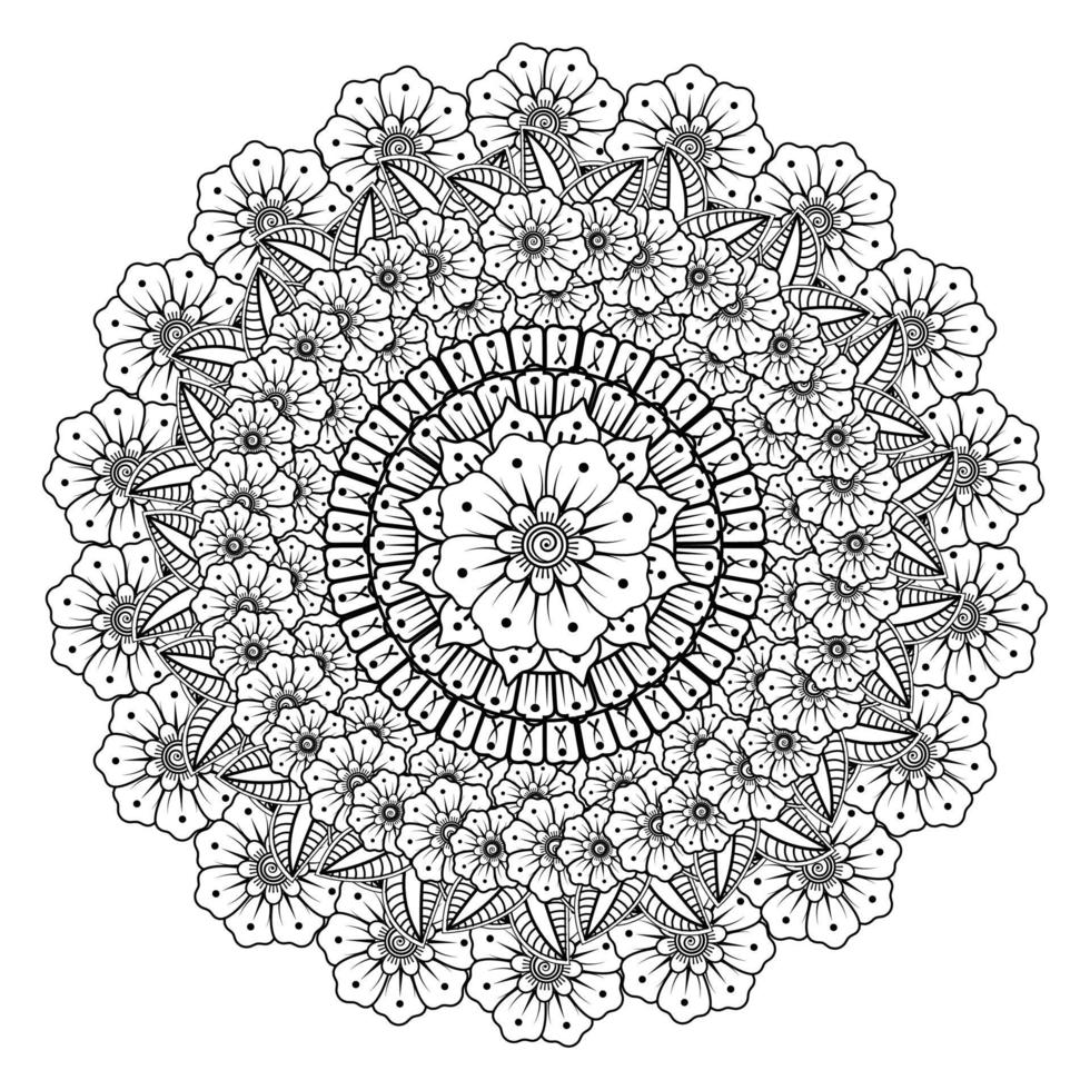 patrón circular en forma de mandala con flor para henna, tatuaje. vector