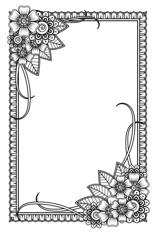 Mehndi flower for henna, mehndi, tattoo, decoration. vector