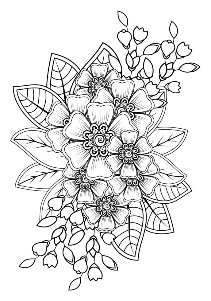 Mehndi flower for henna, mehndi, tattoo, decoration. 3398853 Vector Art ...