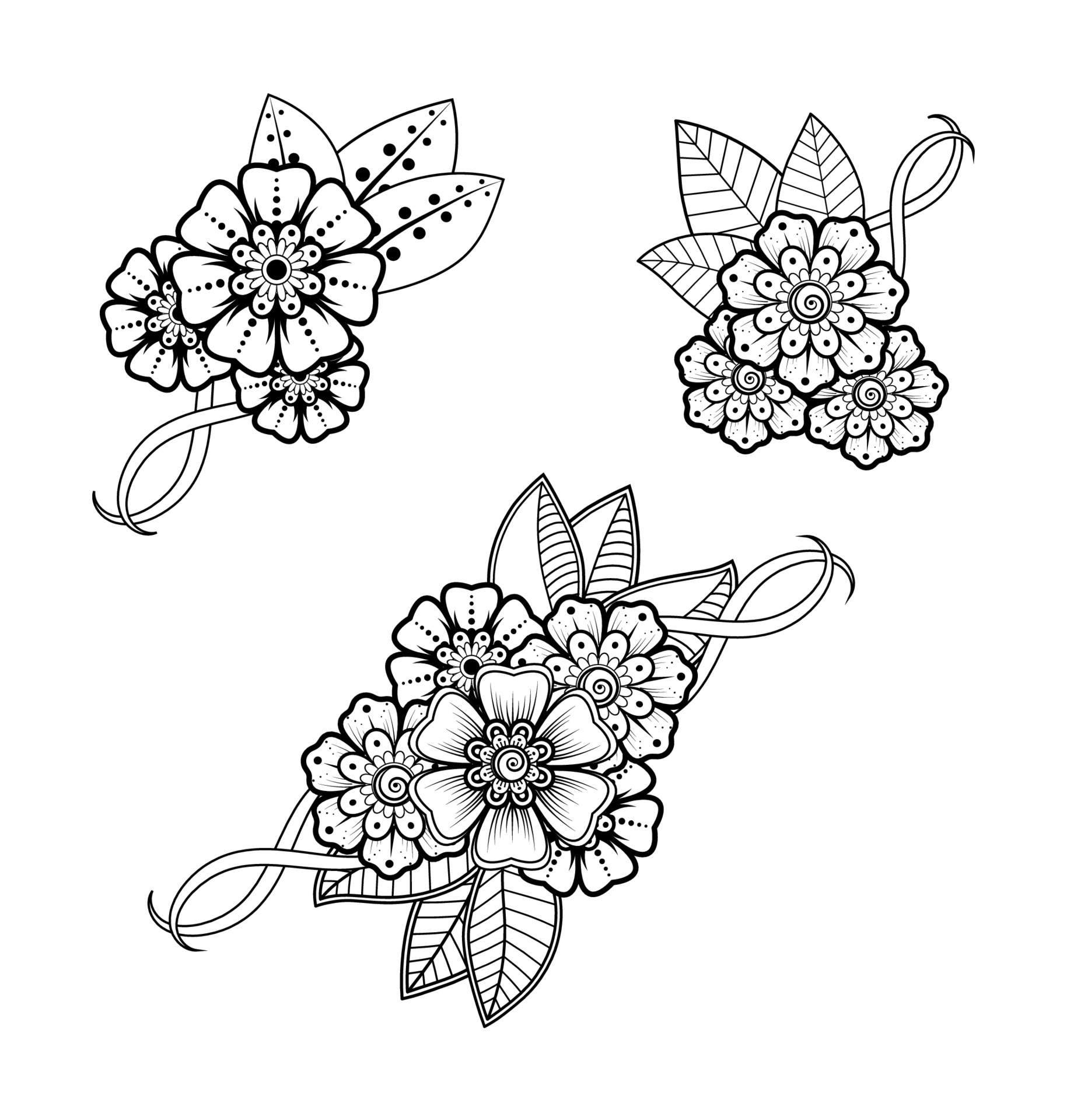 Mehndi flower for henna, mehndi, tattoo, decoration. 3398873 Vector Art at Vecteezy