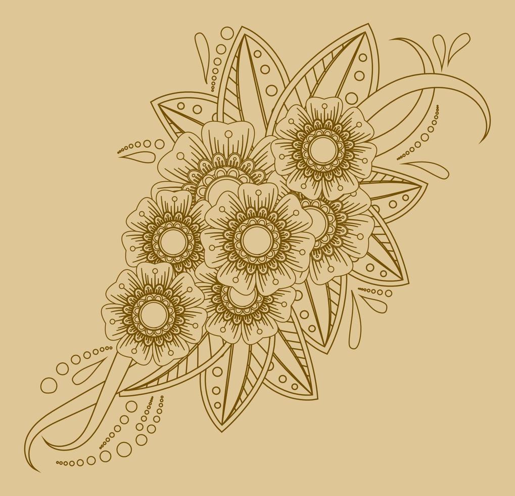 flor mehndi para henna, mehndi, tatuaje, decoración. vector