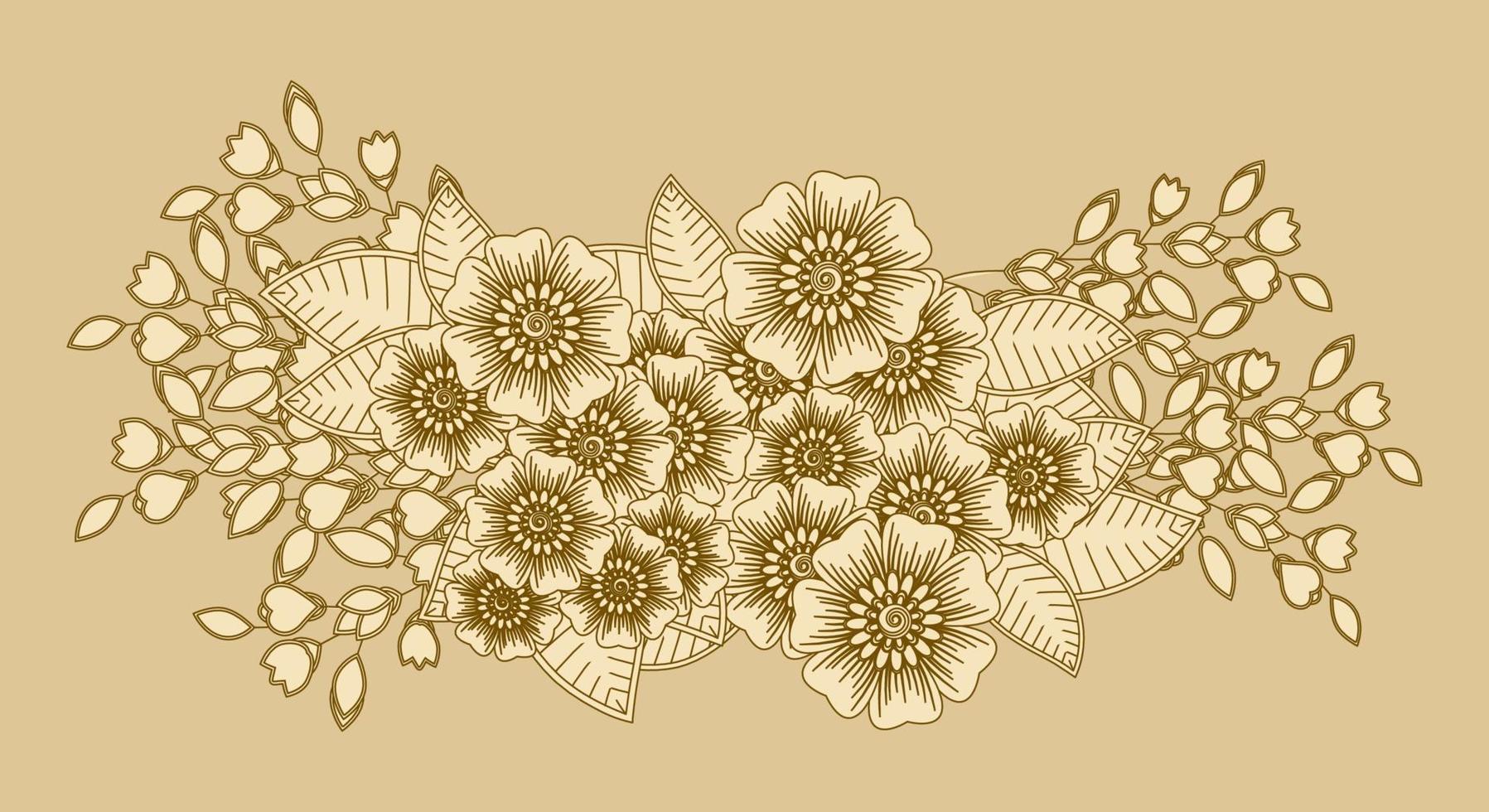 Mehndi flower for henna, mehndi, tattoo, decoration. vector