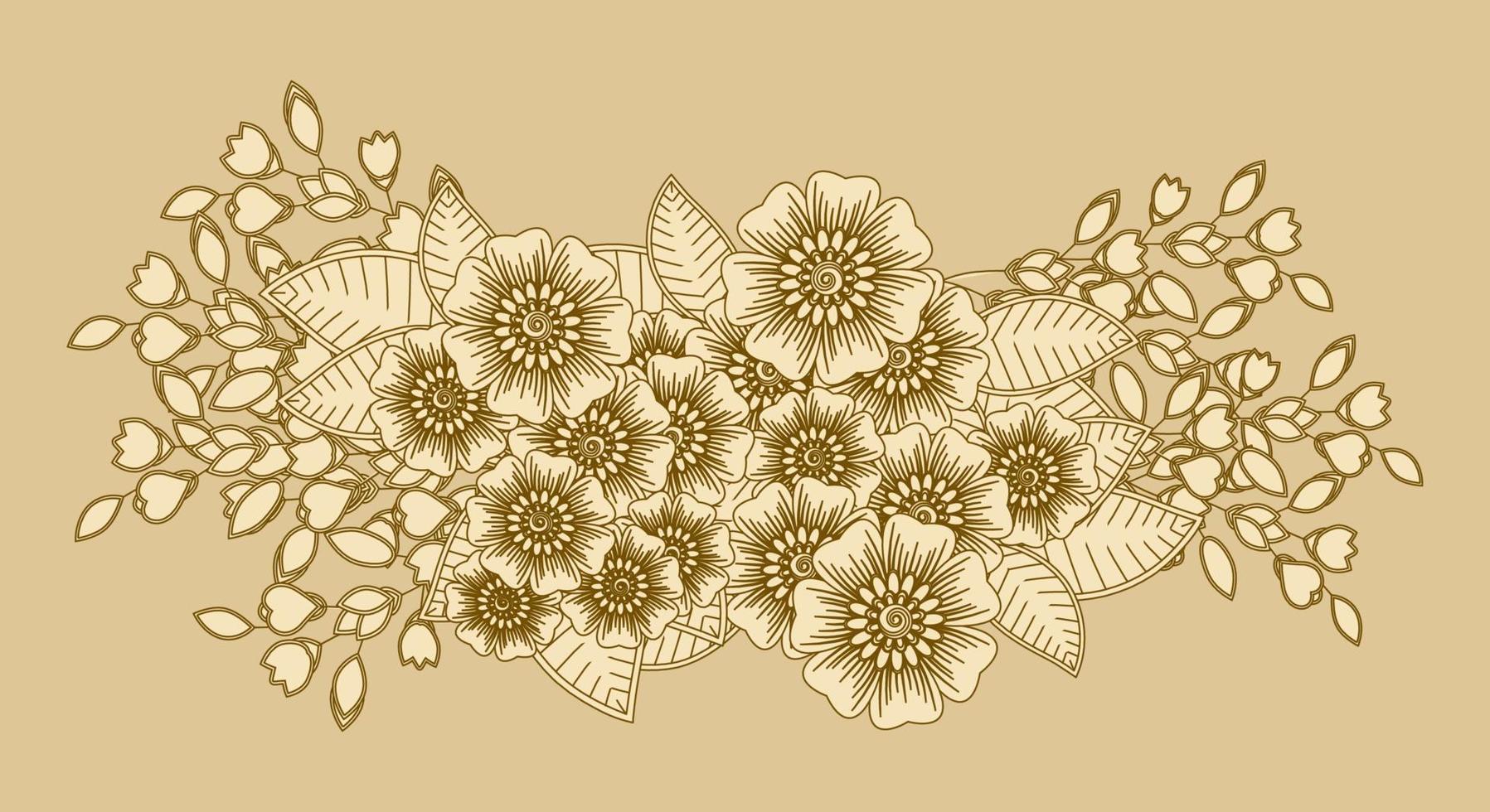 flor mehndi para henna, mehndi, tatuaje, decoración. vector