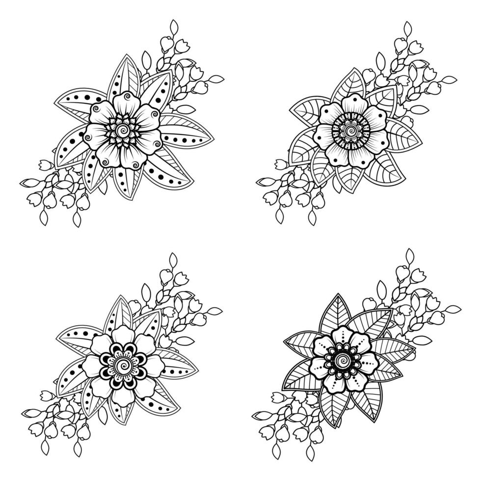 Mehndi flower for henna, mehndi, tattoo, decoration. vector