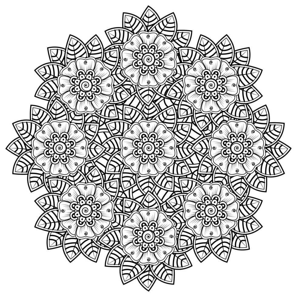 patrón circular en forma de mandala con flor para henna, mehndi. vector