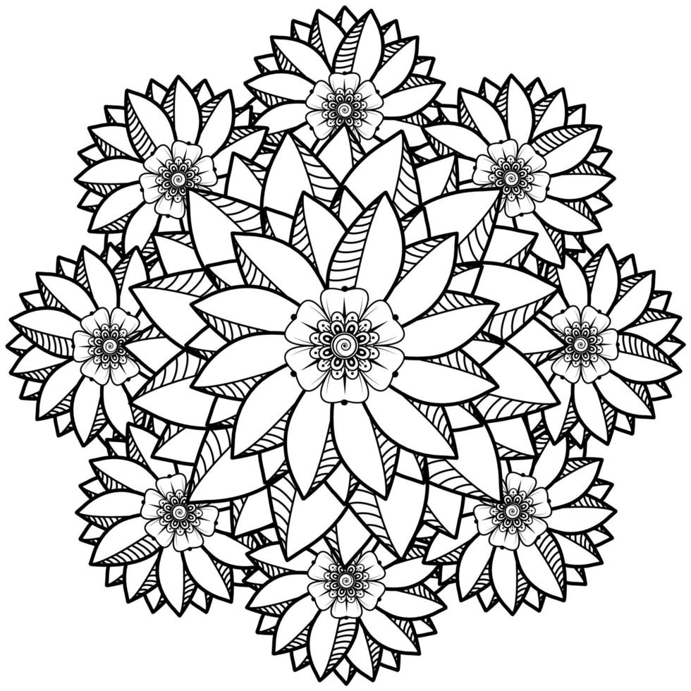 patrón circular en forma de mandala con flor para henna, mehndi. vector